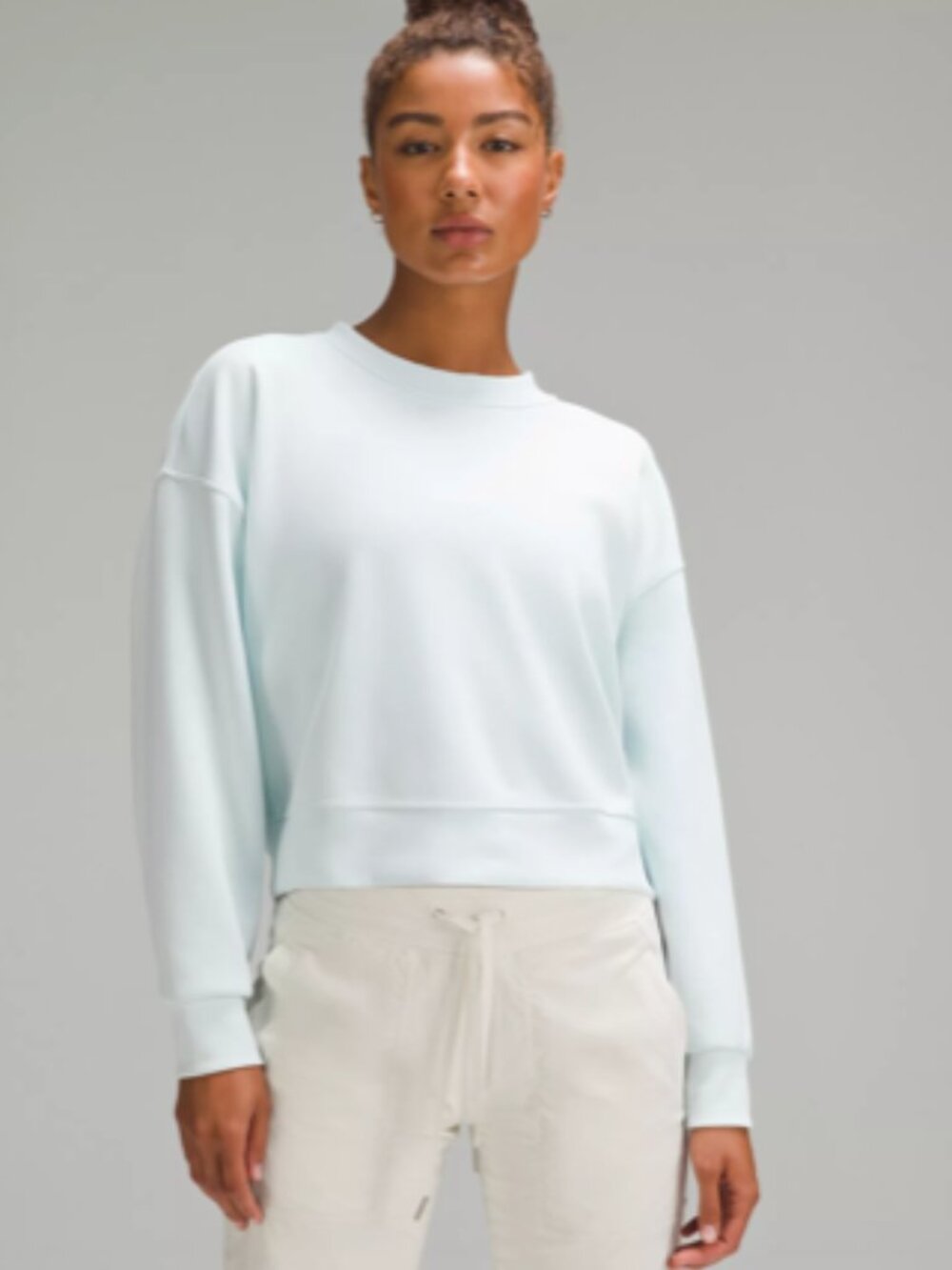Lululemon Softstreme Perfectly Oversized Cropped Crew Sheer Blue 6